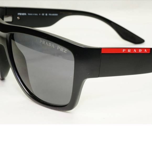 Prada Sunglasses Black Polarized Square Wrap Matte PS08VS SPS 08V 1BO-02G 59mm - Picture 1 of 16
